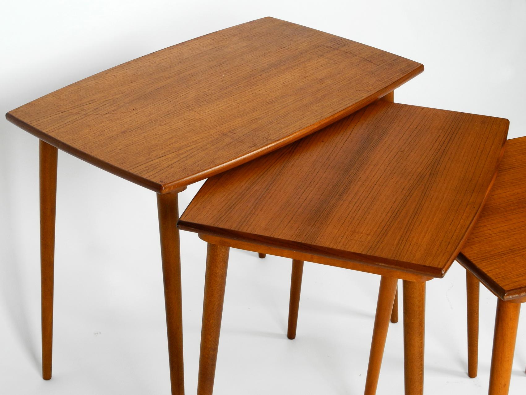 Danish Very Elegant 1960s Set of 3 Nesting Side Tables Made of Teak Made in Denmark