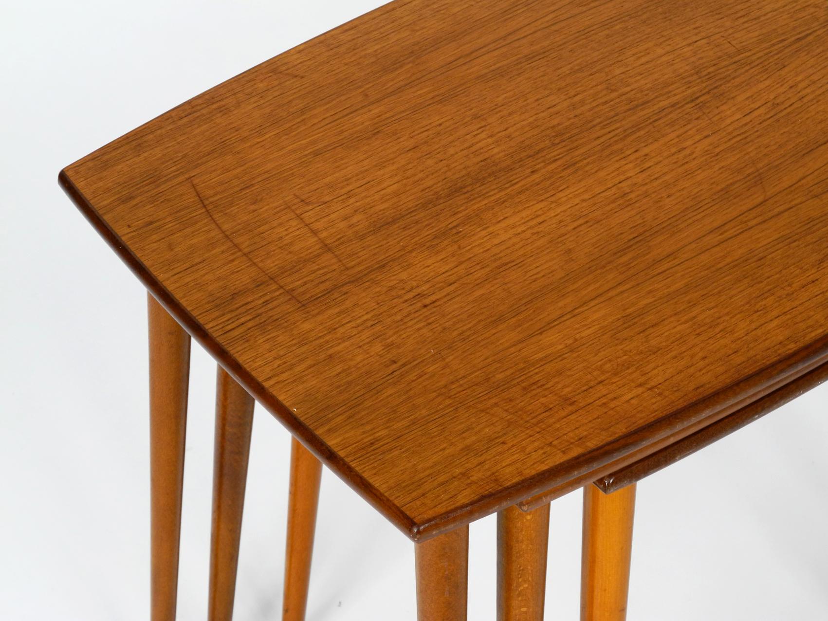 Very Elegant 1960s Set of 3 Nesting Side Tables Made of Teak Made in Denmark 1