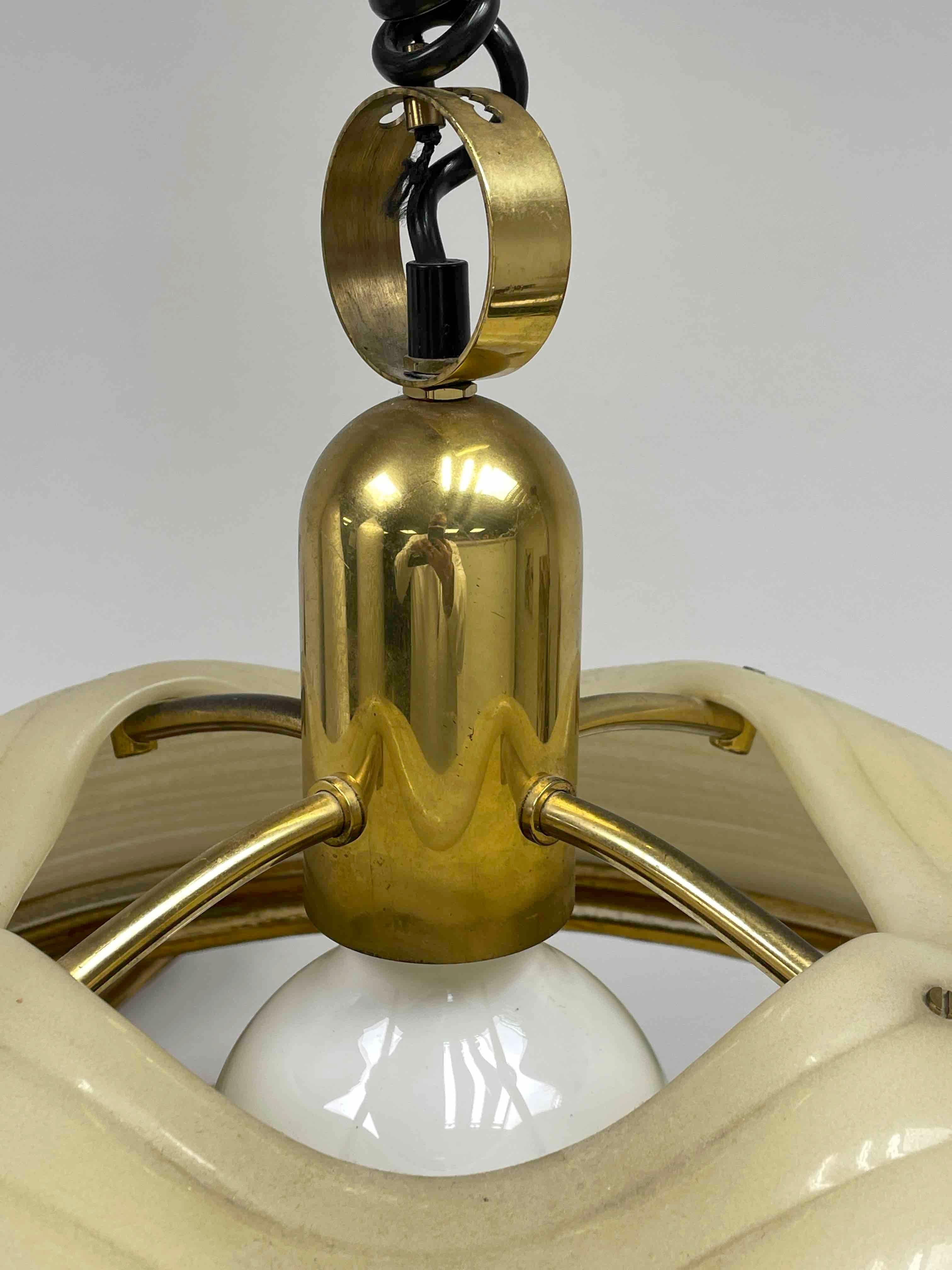 Brass Very Elegant Acrylic Lucite Hanging Lamp by Cosack Leuchten, 1970s For Sale