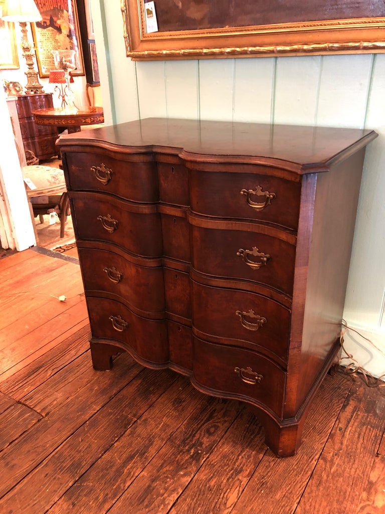 Very Elegant Antique Serpentine Mahogany French Chest Of Drawers