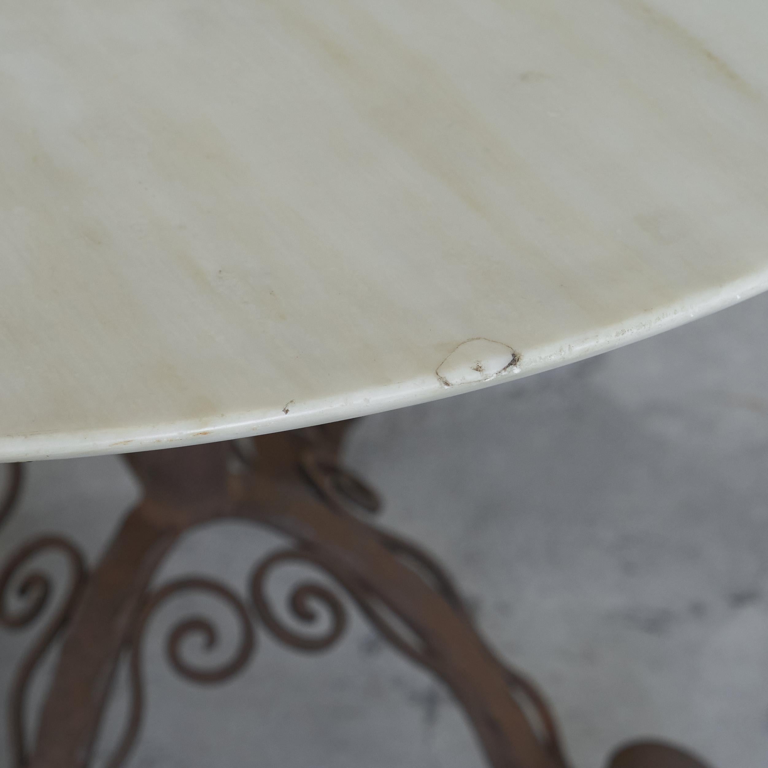 Tavolino da caffè Art Deco molto elegante in ferro battuto e marmo anni '30 in vendita 3
