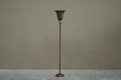 Very Elegant Art Deco Floor Lamp in Patinated Brass and Nickel Plated Brass 1930
