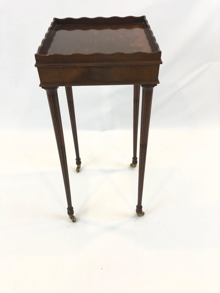 Very Elegant Baker Mahogany Small Square Side Table with Slide at 1stDibs