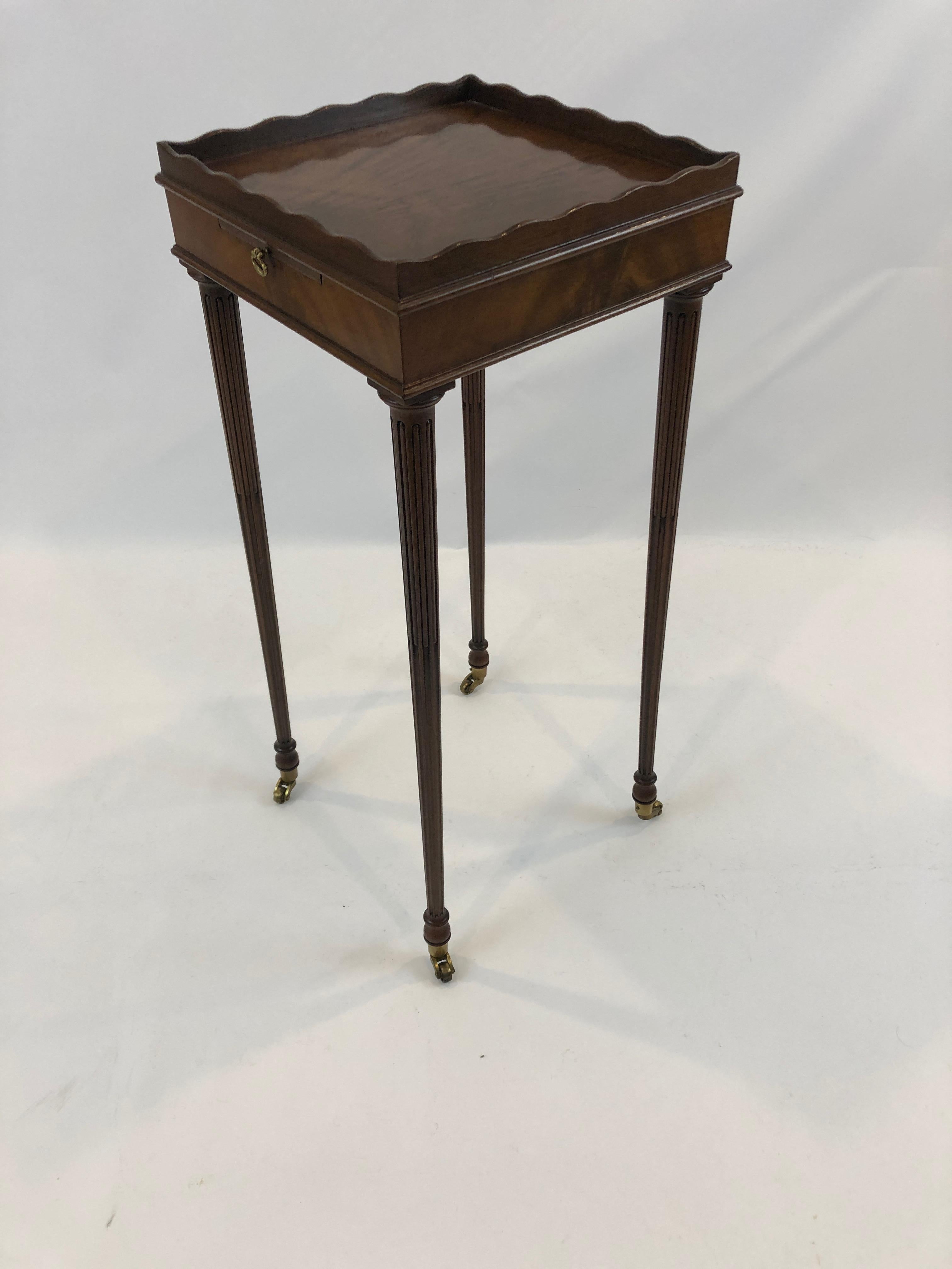 Very Elegant Baker Mahogany Small Square Side Table with Slide at 1stDibs small mahogany side