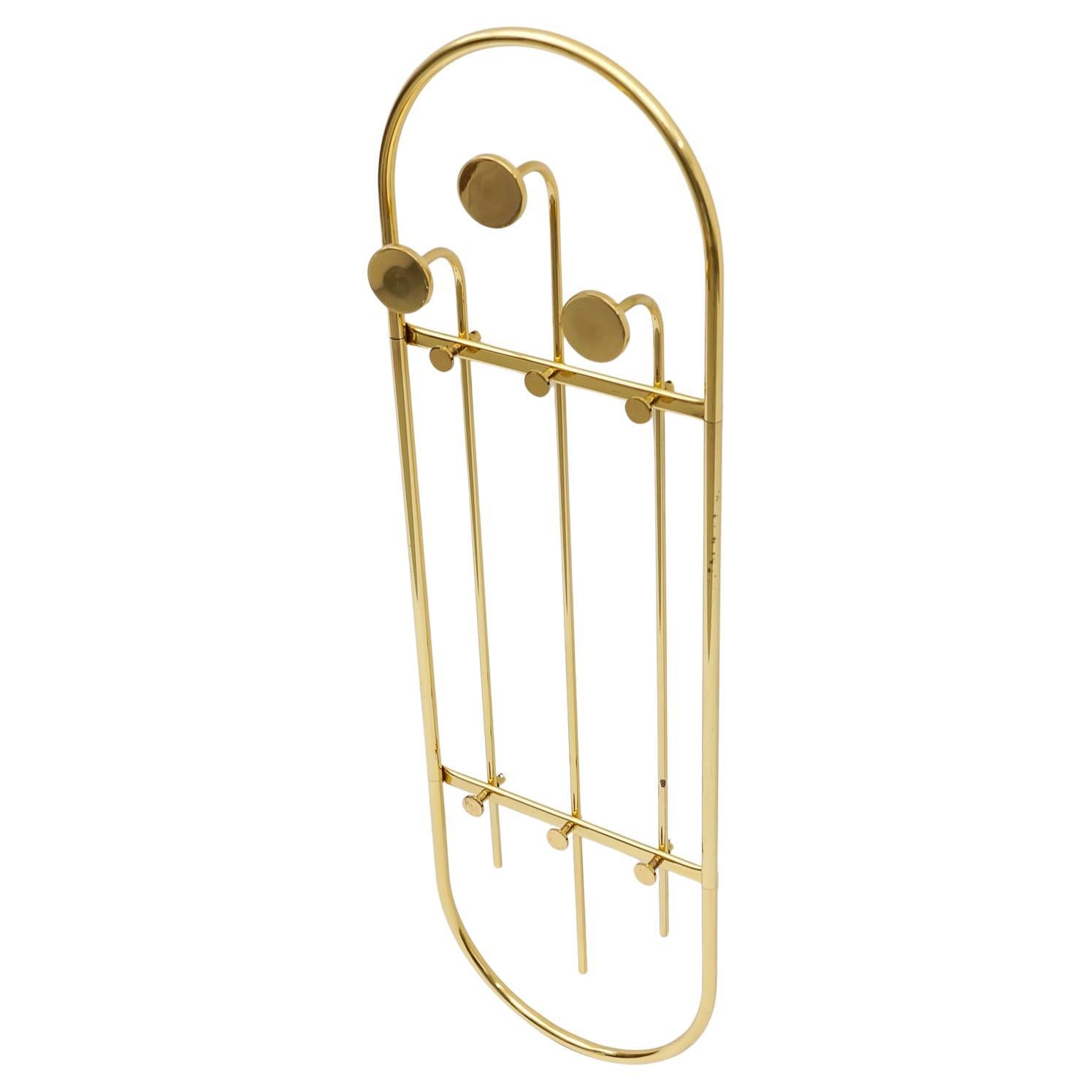 Elegante Perchero de Pared de Latón Estilo Hollywood Regency, Años 60