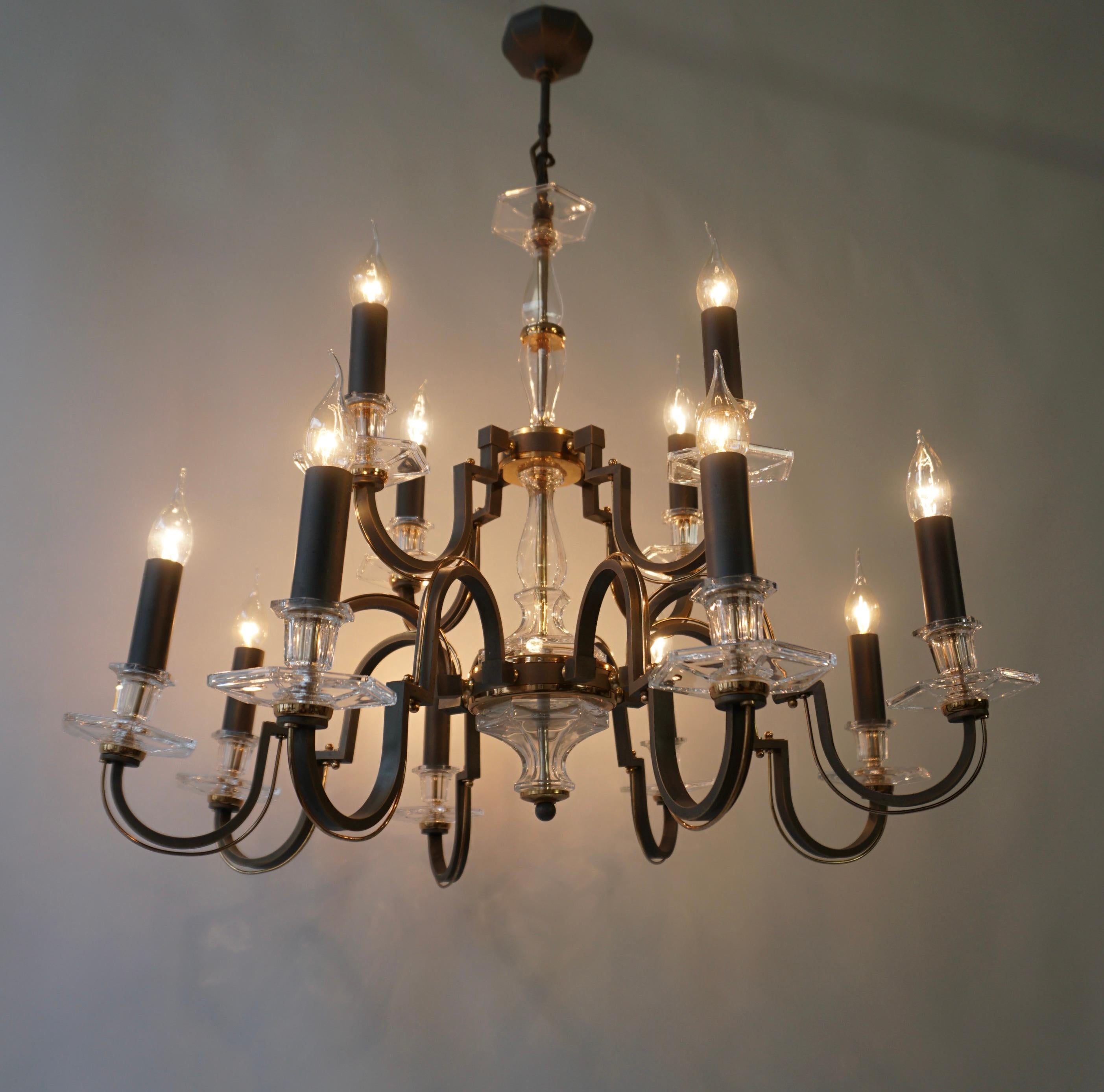 Hollywood Regency Very Elegant Classic  French Crystal Glass Chandelier For Sale