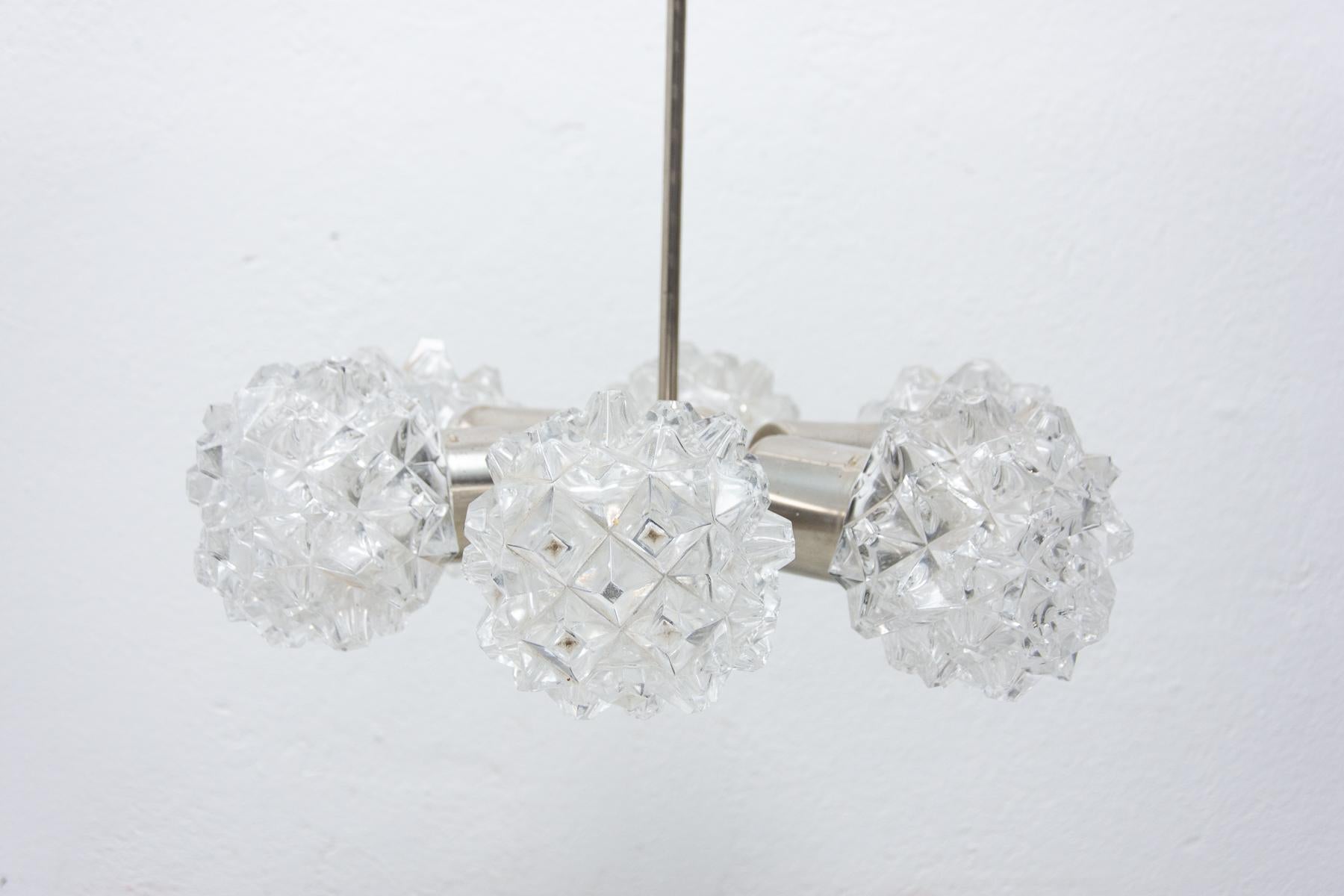 Very Elegant Cut Glass Pendant Chandelier for Kamenický Šenov, 1970´s For Sale 3