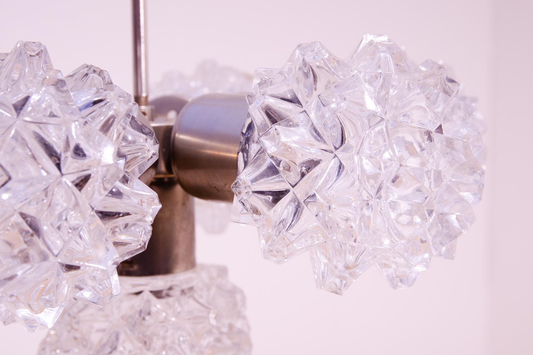 Very elegant cut glass pendant chandelier for Kamenický Šenov, 1970´s For Sale 3