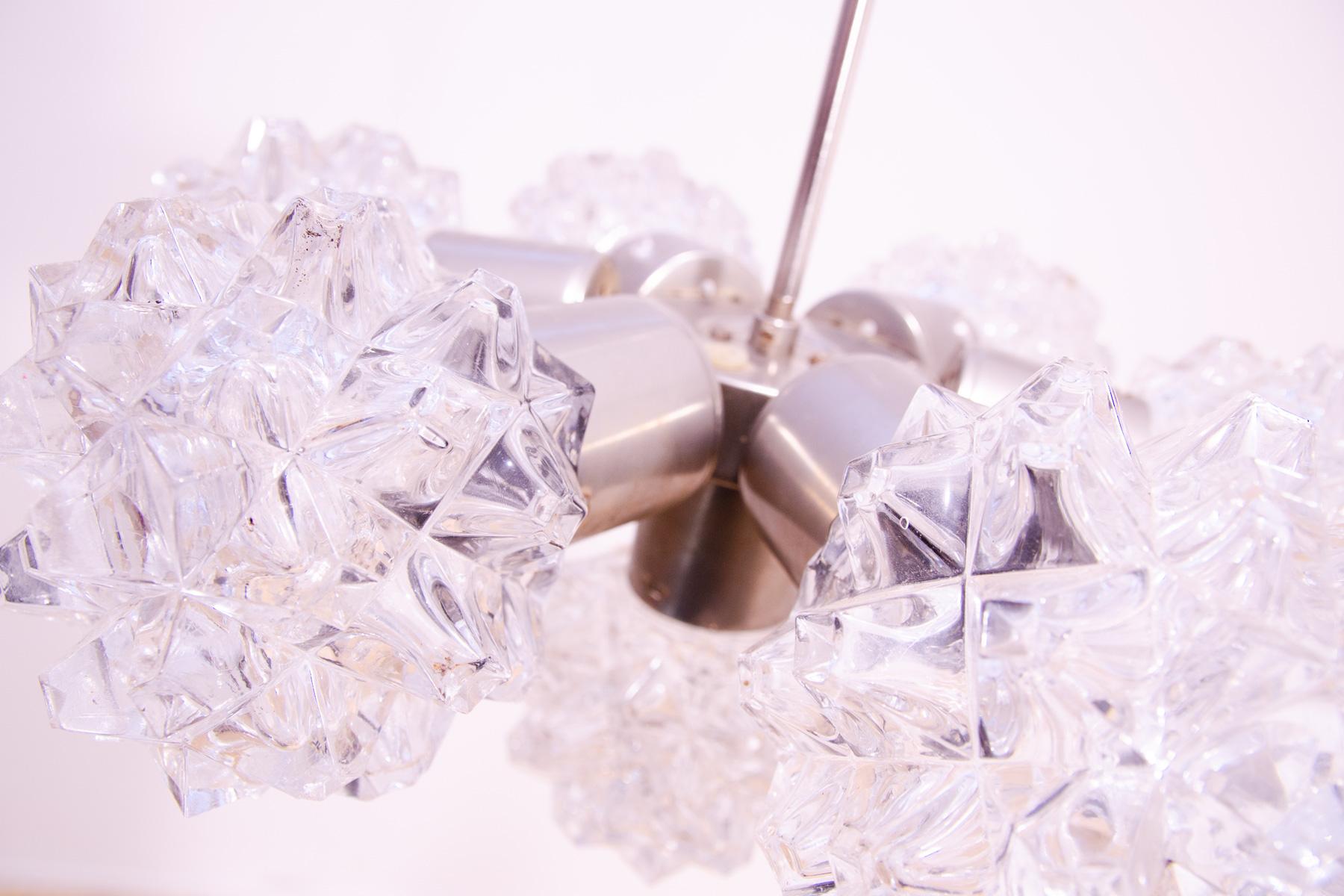 Very elegant cut glass pendant chandelier for Kamenický Šenov, 1970´s For Sale 4