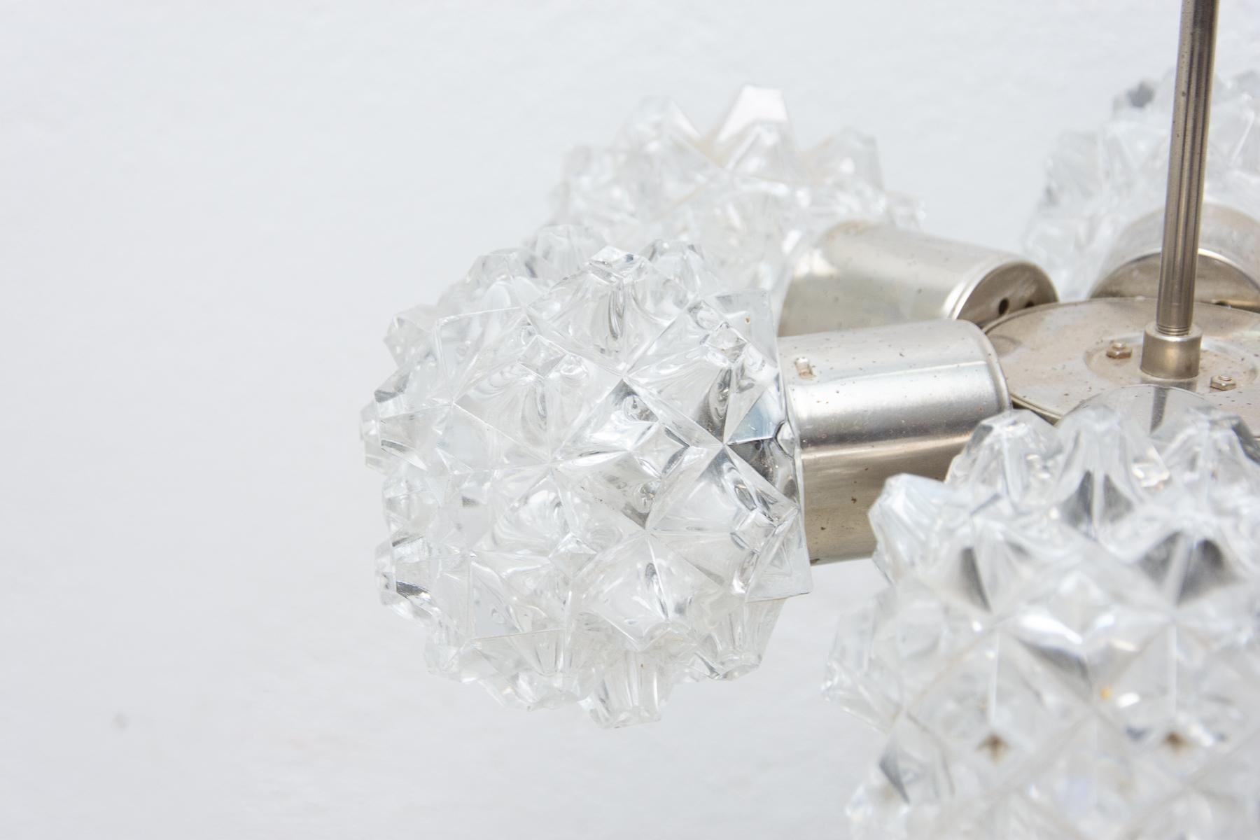 Very Elegant Cut Glass Pendant Chandelier for Kamenický Šenov, 1970´s For Sale 5