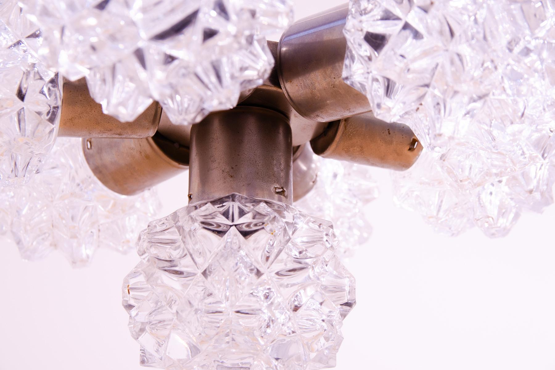 Very elegant cut glass pendant chandelier for Kamenický Šenov, 1970´s For Sale 5