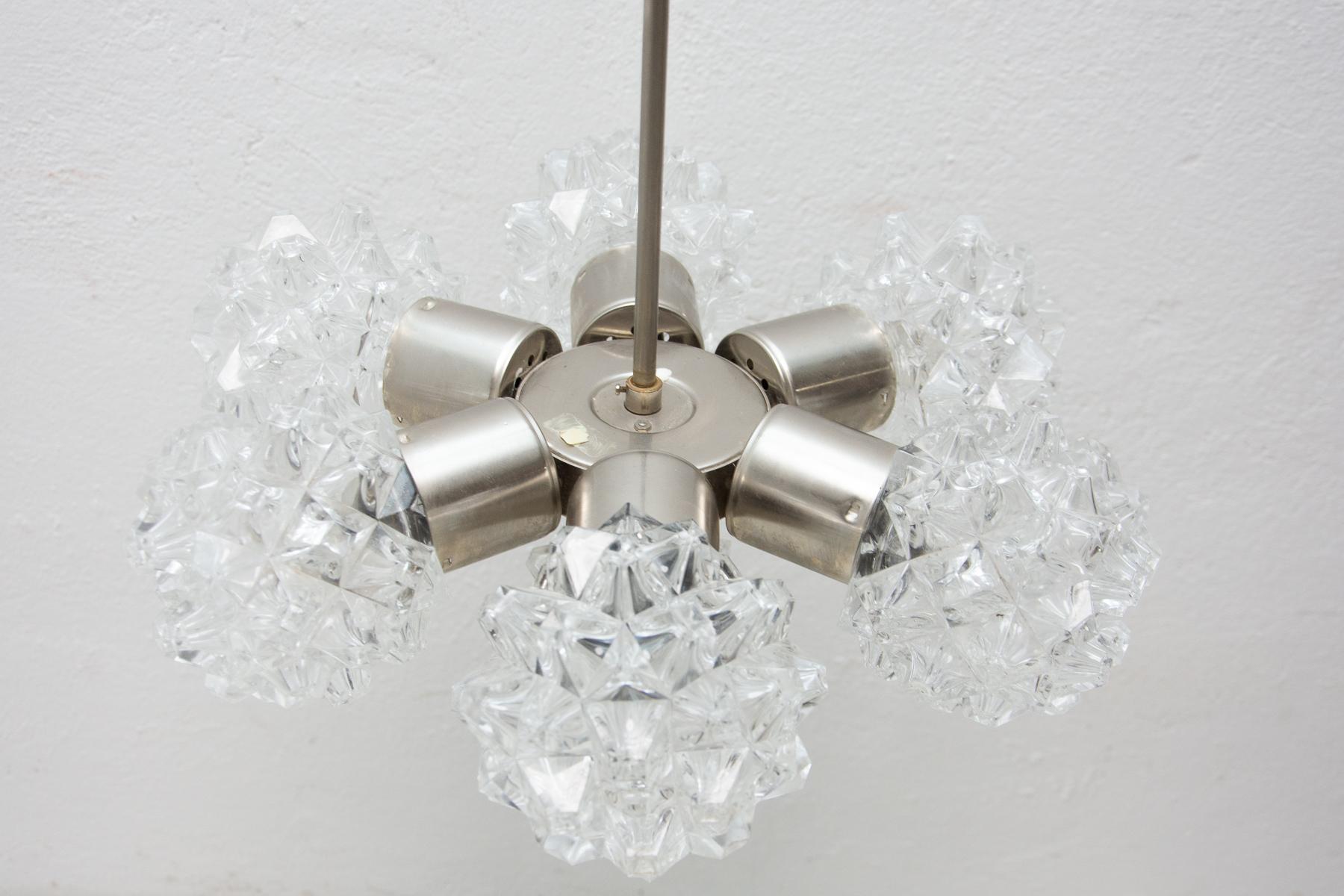 Very Elegant Cut Glass Pendant Chandelier for Kamenický Šenov, 1970´s For Sale 6