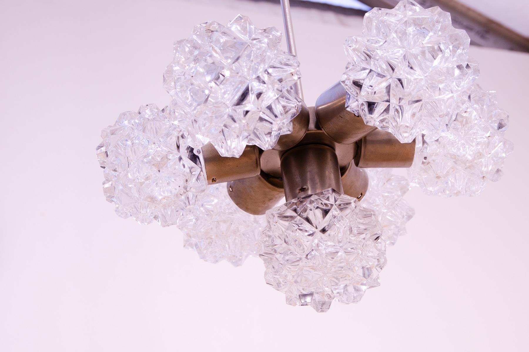Very elegant cut glass pendant chandelier for Kamenický Šenov, 1970´s For Sale 12