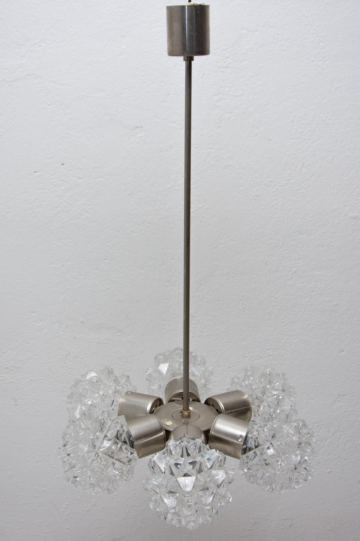 20th Century Very Elegant Cut Glass Pendant Chandelier for Kamenický Šenov, 1970´s For Sale