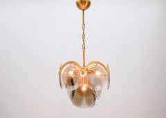 Very Elegant & Delicate Hanging Lamp with Smoked Glass Panes, 1960s Italy