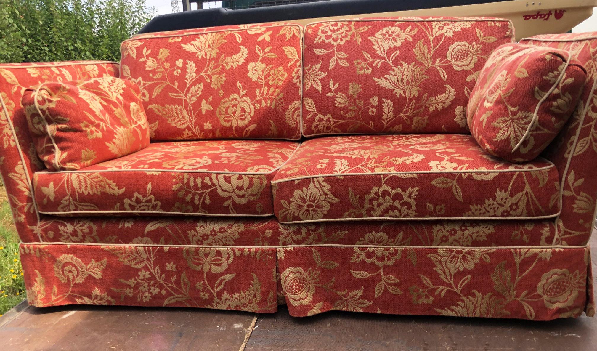 Modern Very Elegant Fabric Sofa with Floral Motifs
