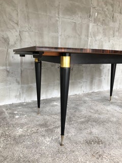 Very Elegant French Art Deco Macassar Polished Dining Table, 1940s