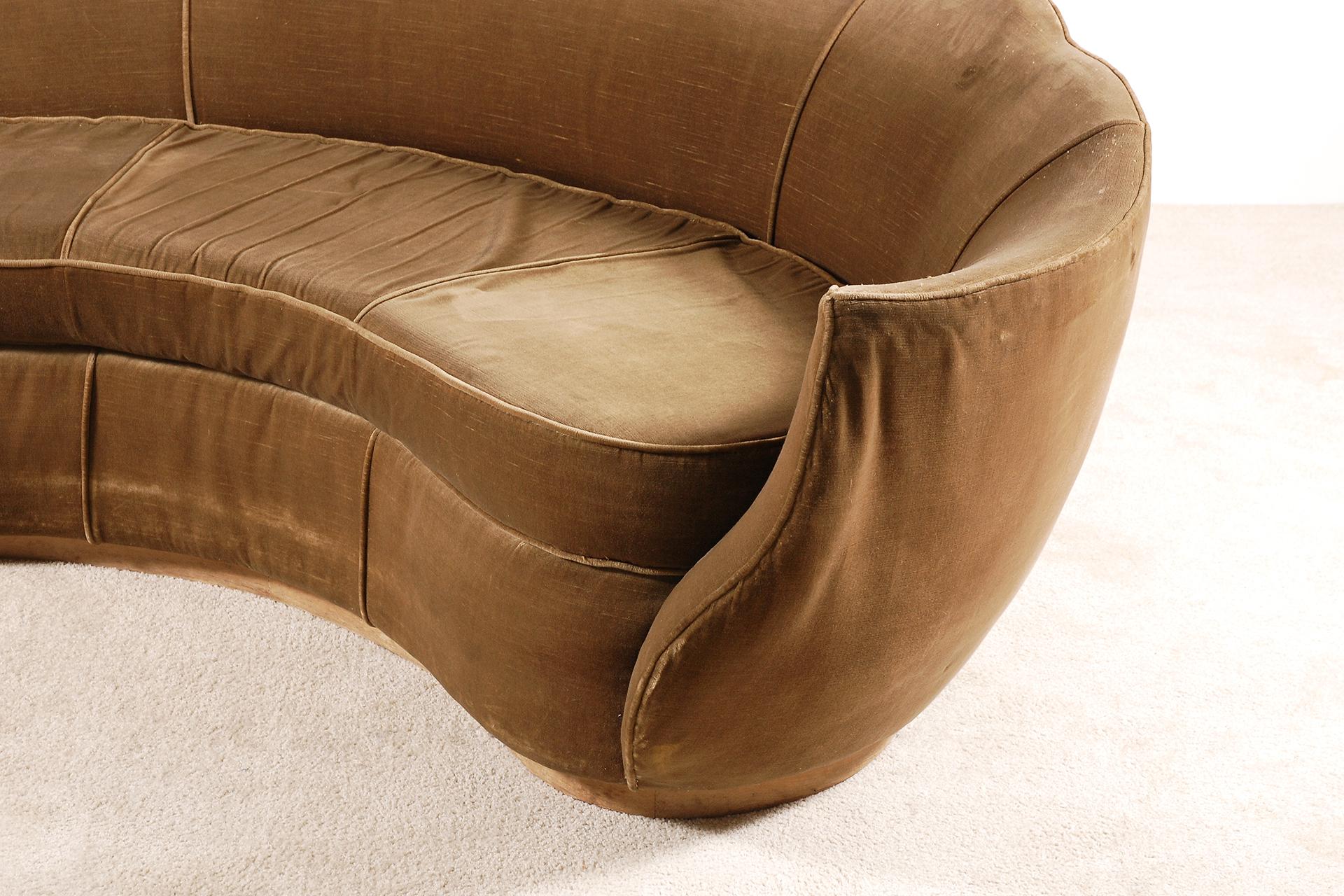 Fabric Very Elegant French Art Deco Sofa with Original Velvet Upholstery, 1930s