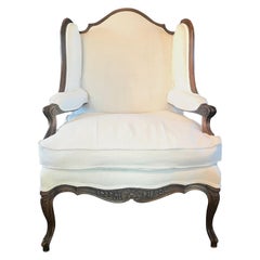 Very Elegant French Carved Walnut Wingback Armchair
