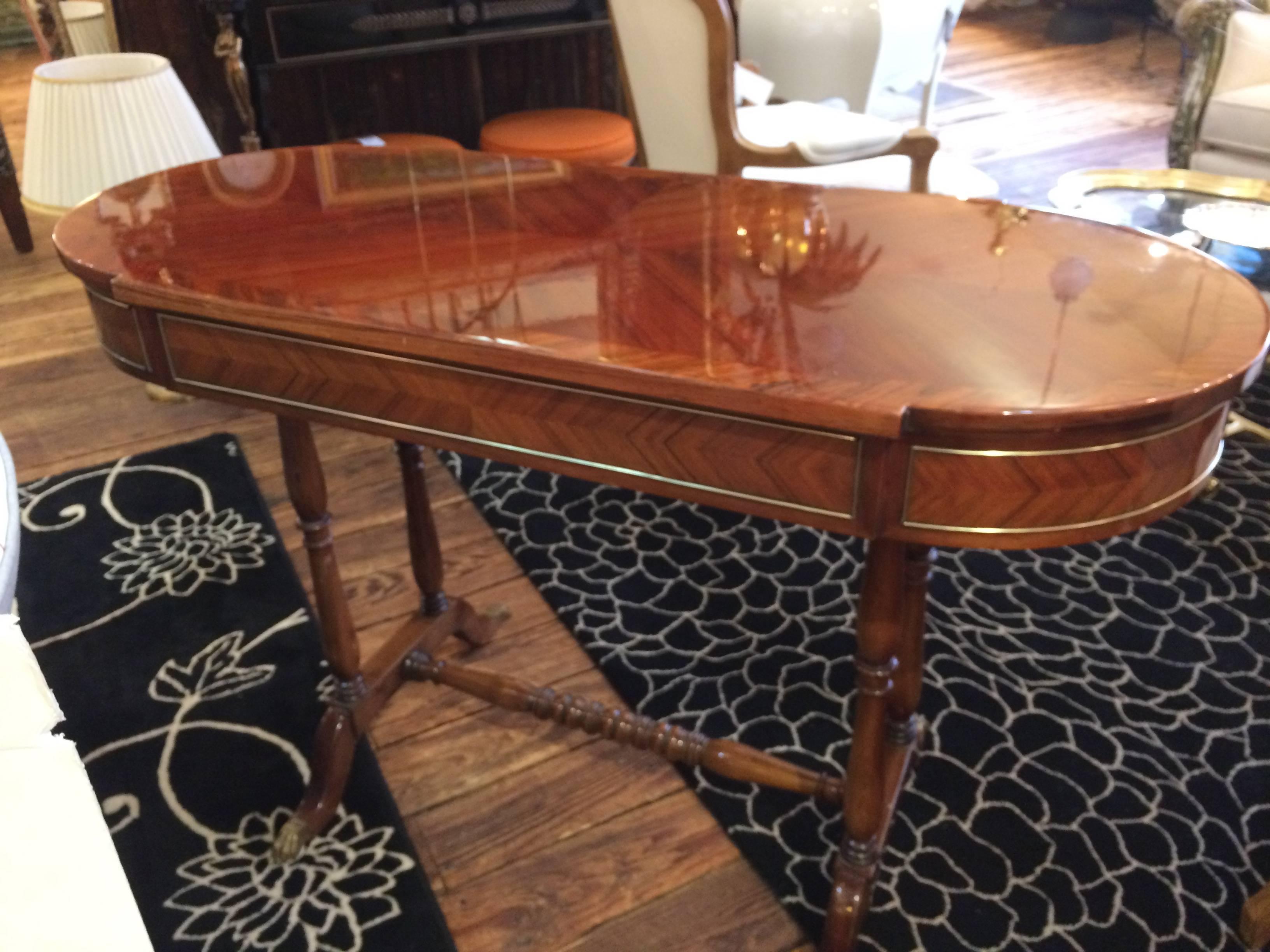 English Very Elegant Glossy Wood Console Table or Writing Desk