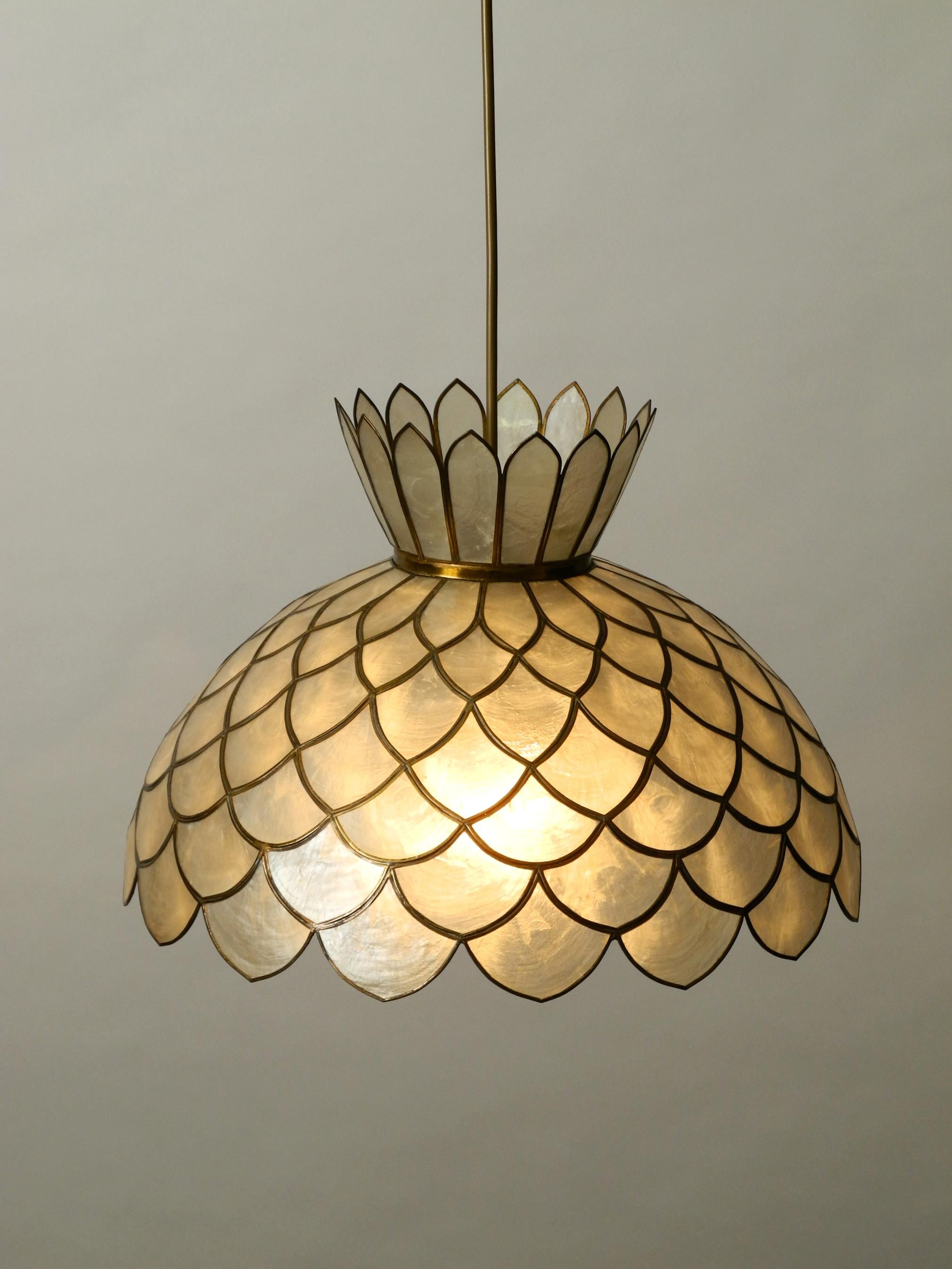 Very Elegant Gorgeous Beautiful 1970s Pendant Lamp Made of Mother of Pearl 5