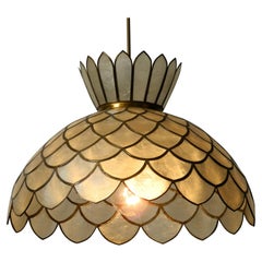 Very Elegant Gorgeous Beautiful 1970s Pendant Lamp Made of Mother of Pearl