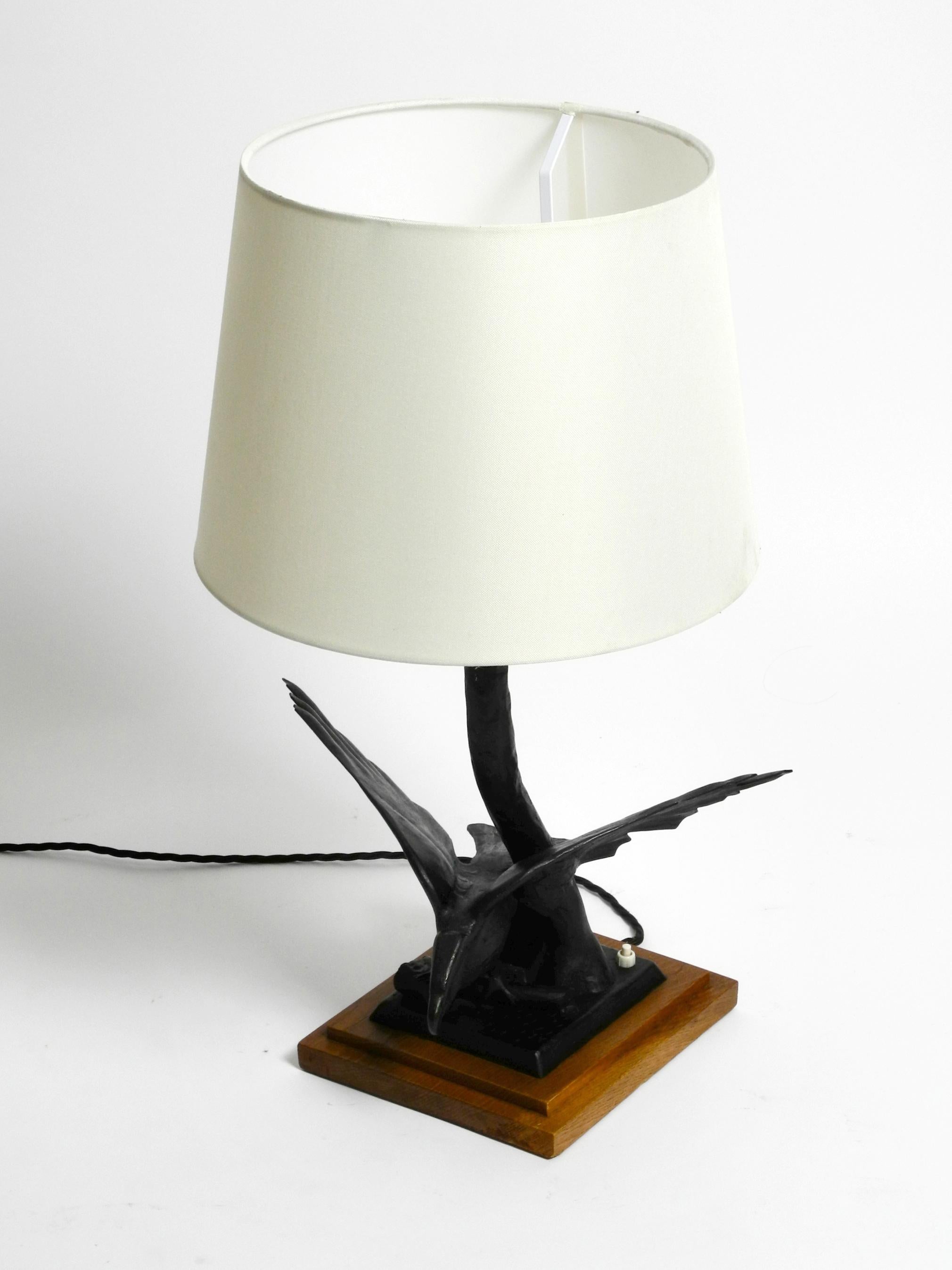 Very Elegant Large 1940s Table Lamp Made of Iron in the Shape of an Eagle For Sale 11