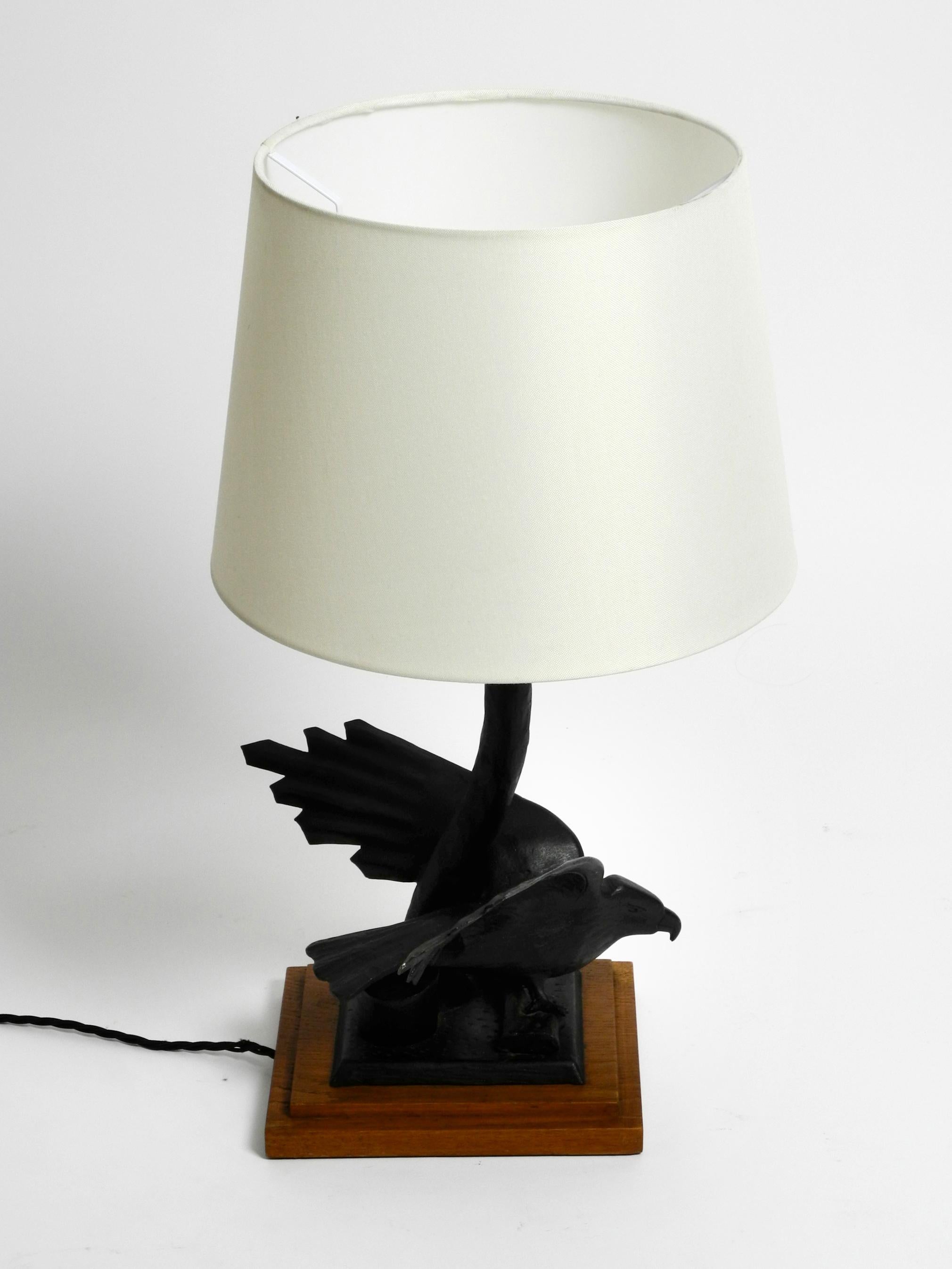 Very Elegant Large 1940s Table Lamp Made of Iron in the Shape of an Eagle For Sale 12