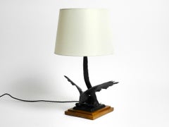 Very Elegant Large 1940s Table Lamp Made of Iron in the Shape of an Eagle