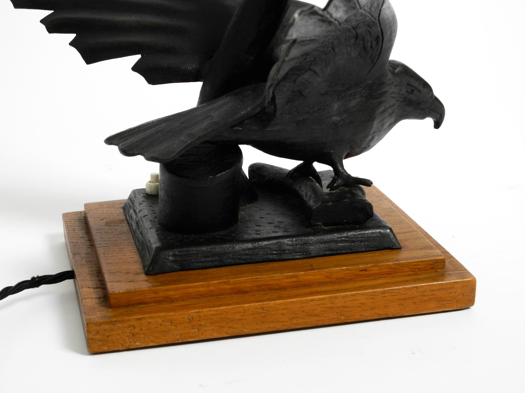 Very Elegant Large 1940s Table Lamp Made of Iron in the Shape of an Eagle For Sale 1