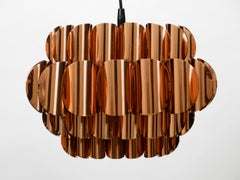 Very Elegant Large 1970s Original Temde Slats Pendant Lamp Made of Copper