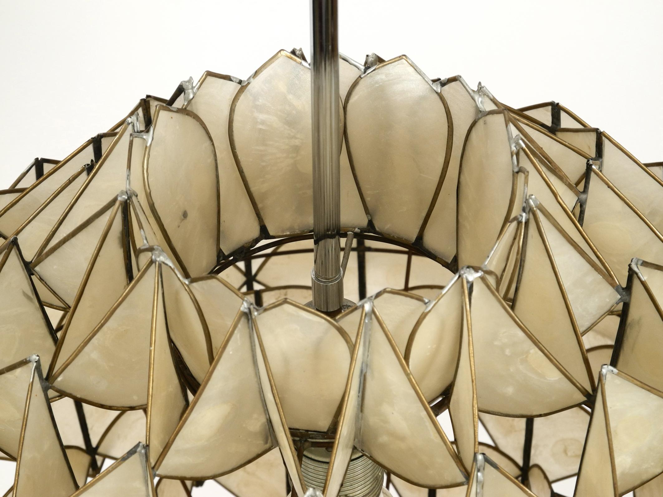Very Elegant Large Unusual 1970s Pendant Lamp Made of Mother of Pearl 2