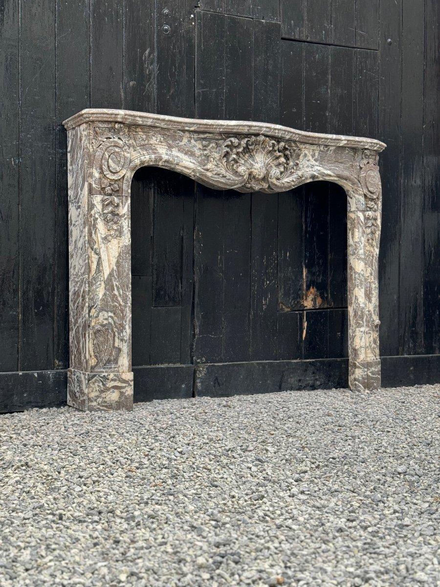 Very Elegant Louis XV Fireplace In Gray Ardennes Marble, 18th Century For Sale 1