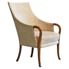 Eleganza della poltrona di metà secolo in lana e beeche Europa anni '50