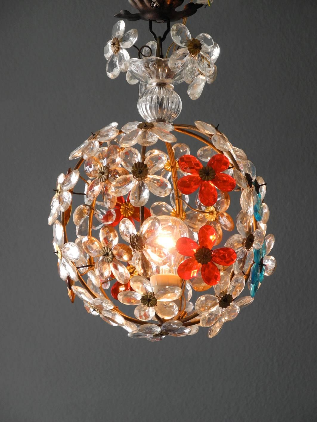 Very Elegant Rare 1960s Christoph Palme Colorful Glass Ceiling Lamp 3