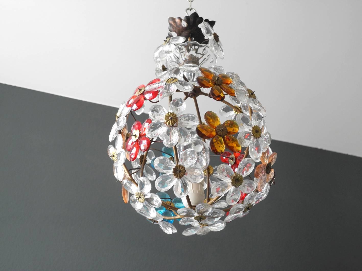 Mid-Century Modern Very Elegant Rare 1960s Christoph Palme Colorful Glass Ceiling Lamp