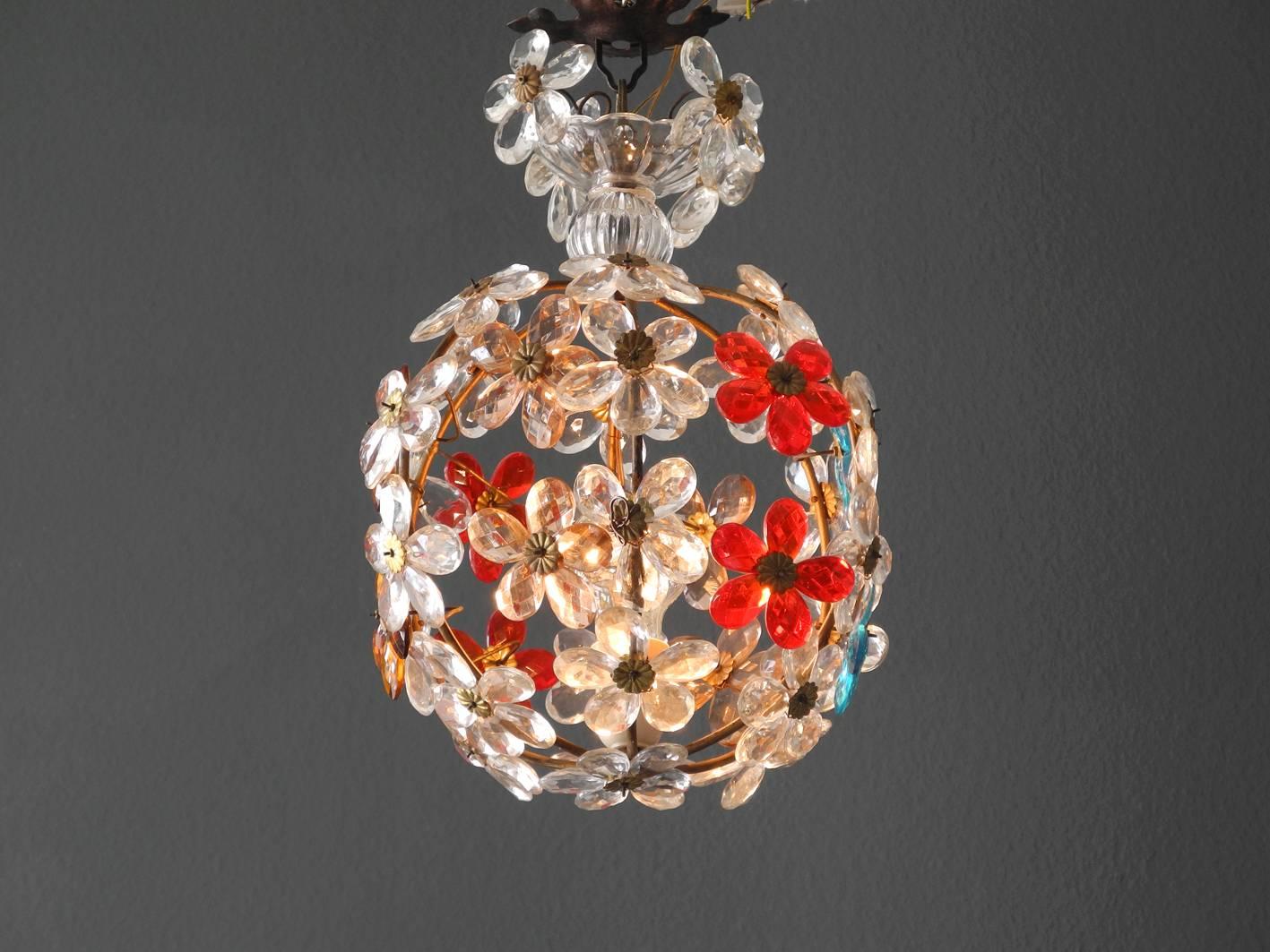 Very Elegant Rare 1960s Christoph Palme Colorful Glass Ceiling Lamp In Good Condition In München, DE