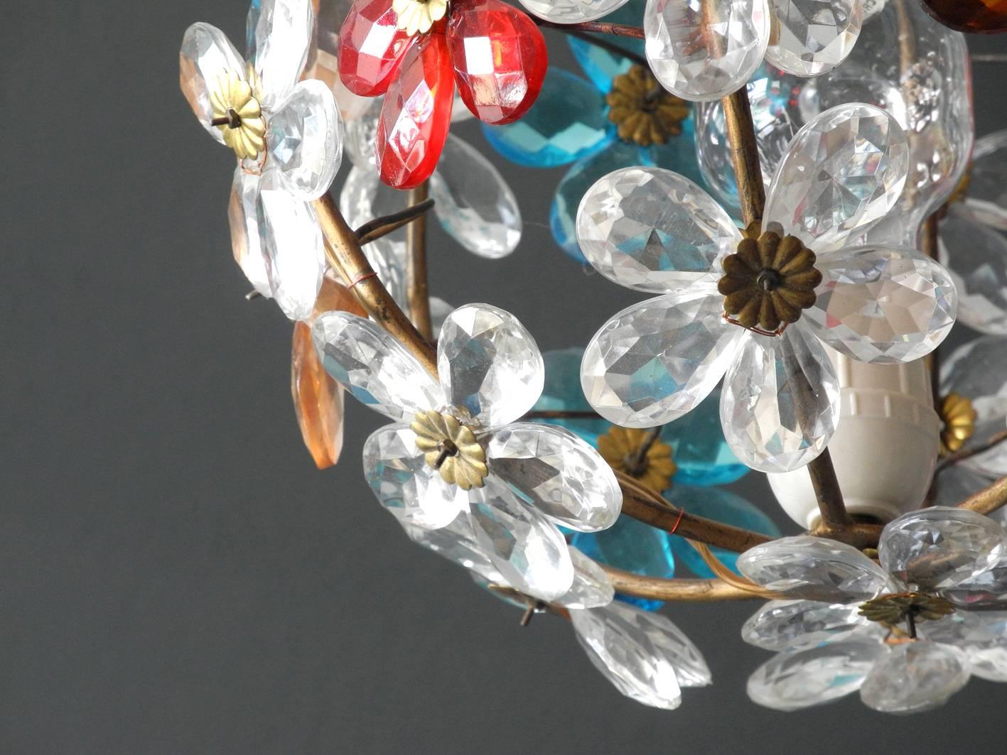 Very Elegant Rare 1960s Christoph Palme Colorful Glass Ceiling Lamp 1