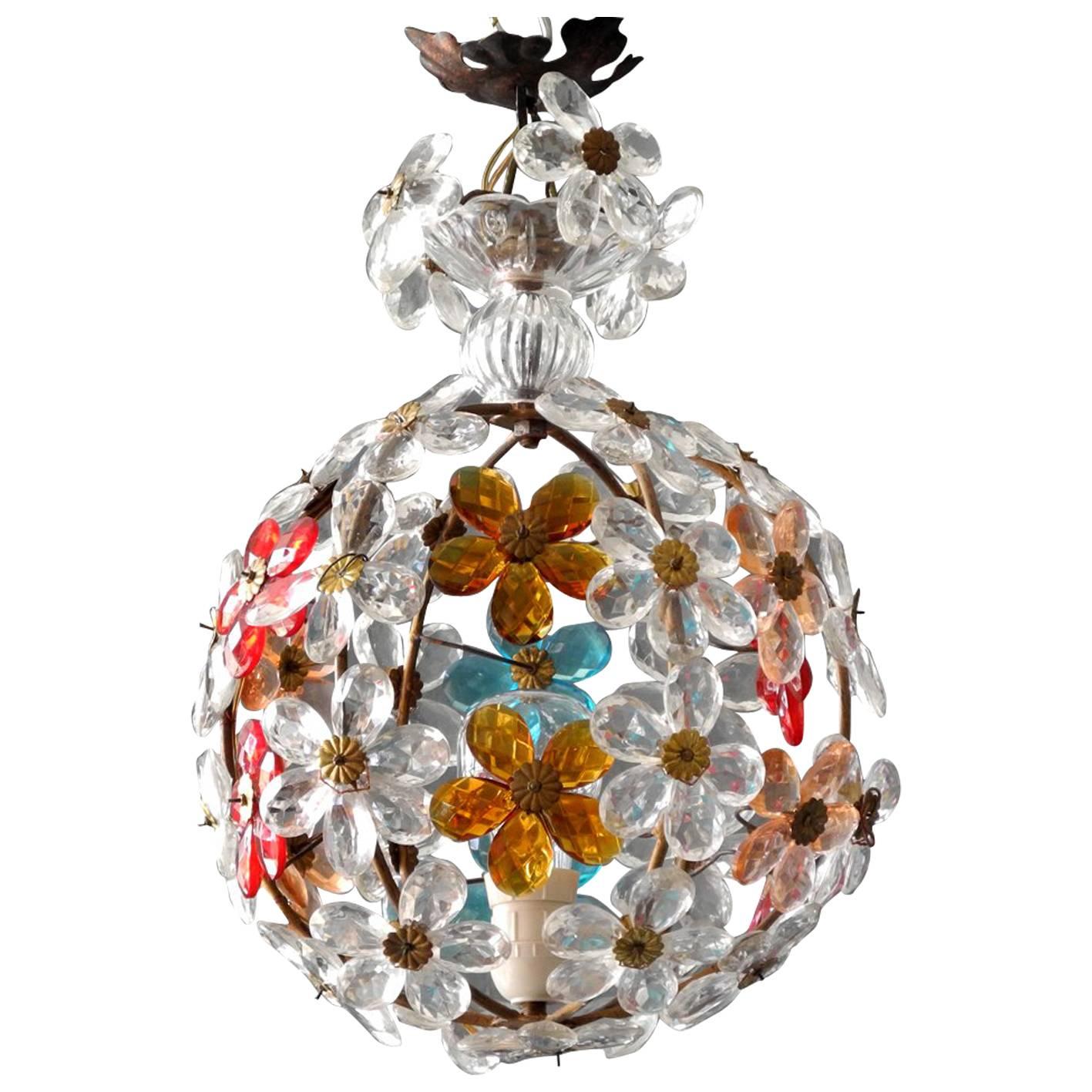 Very Elegant Rare 1960s Christoph Palme Colorful Glass Ceiling Lamp