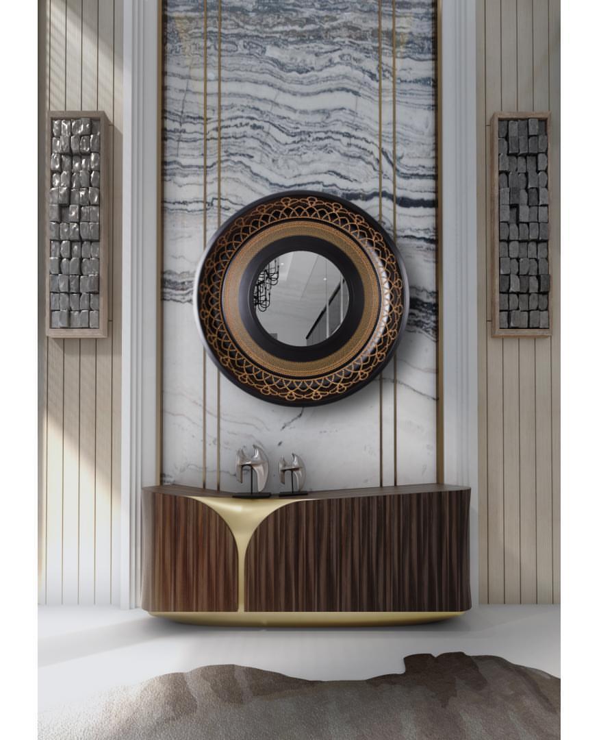 Organic Modern Very Elegant Sidebord, Inspired by a Golden Waterfall in a Modern Nature Style For Sale