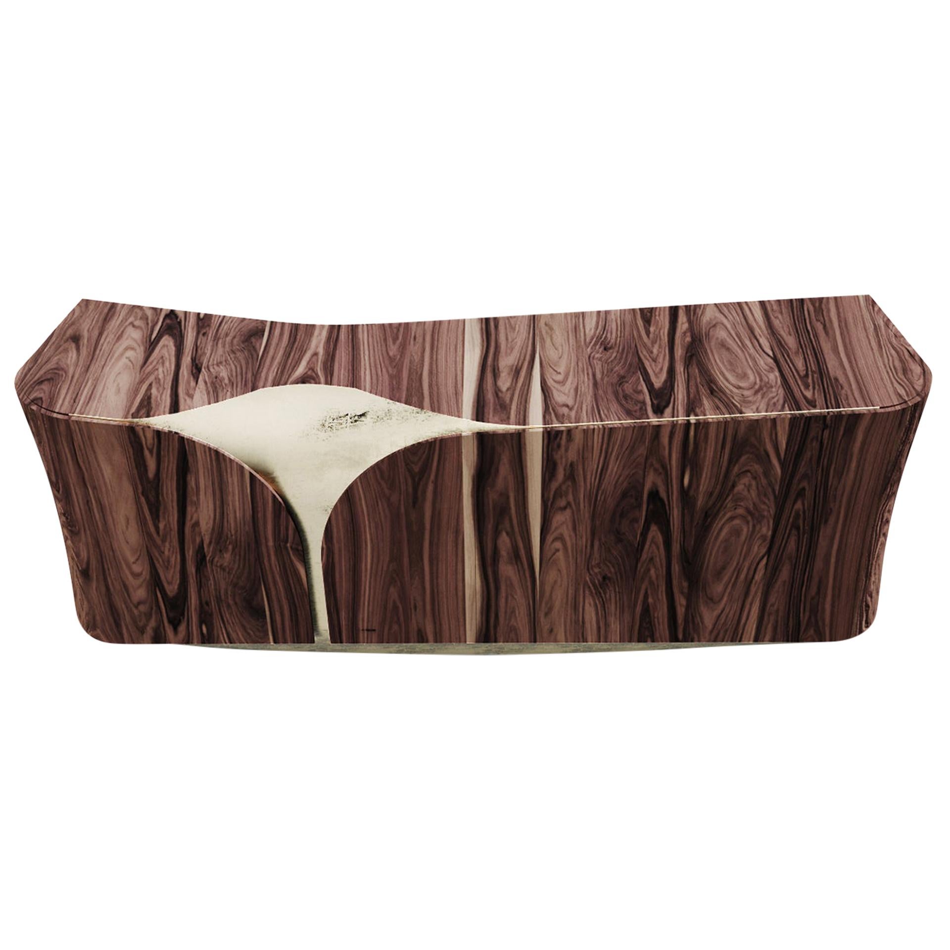 Very Elegant Sidebord, Inspired by a Golden Waterfall in a Modern Nature Style For Sale