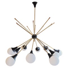 Very Elegant Ten-Light Italian Chandelier in the Style of Stilnovo