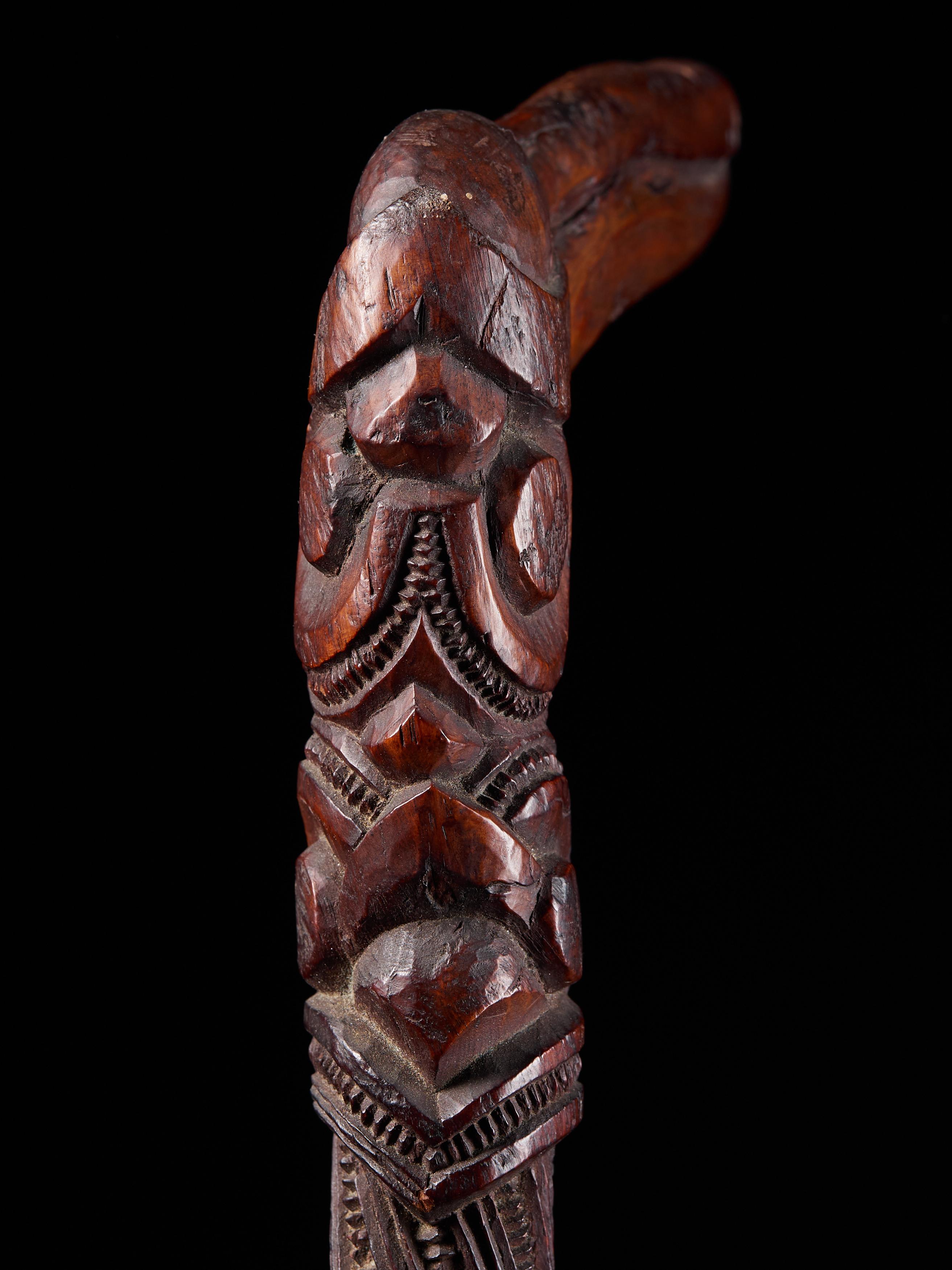 Wood Very Elegant Tokotoko, Carved Maori Walking or Orators Stick