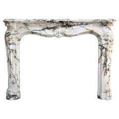 Monumental Antique Mantel Piece of Paonazzo Marble from 1820, Louis XV