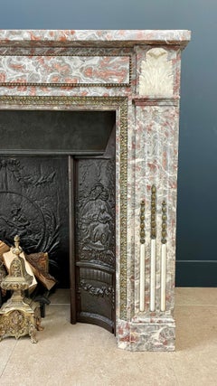 Very Exclusive Antique Marble Fireplace with Custom Made Cast Iron Insert