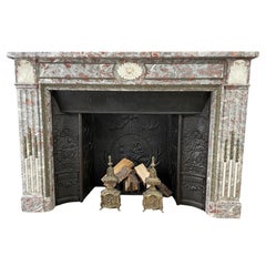 Very Exclusive Antique Marble Fireplace with Custom Made Cast Iron Insert