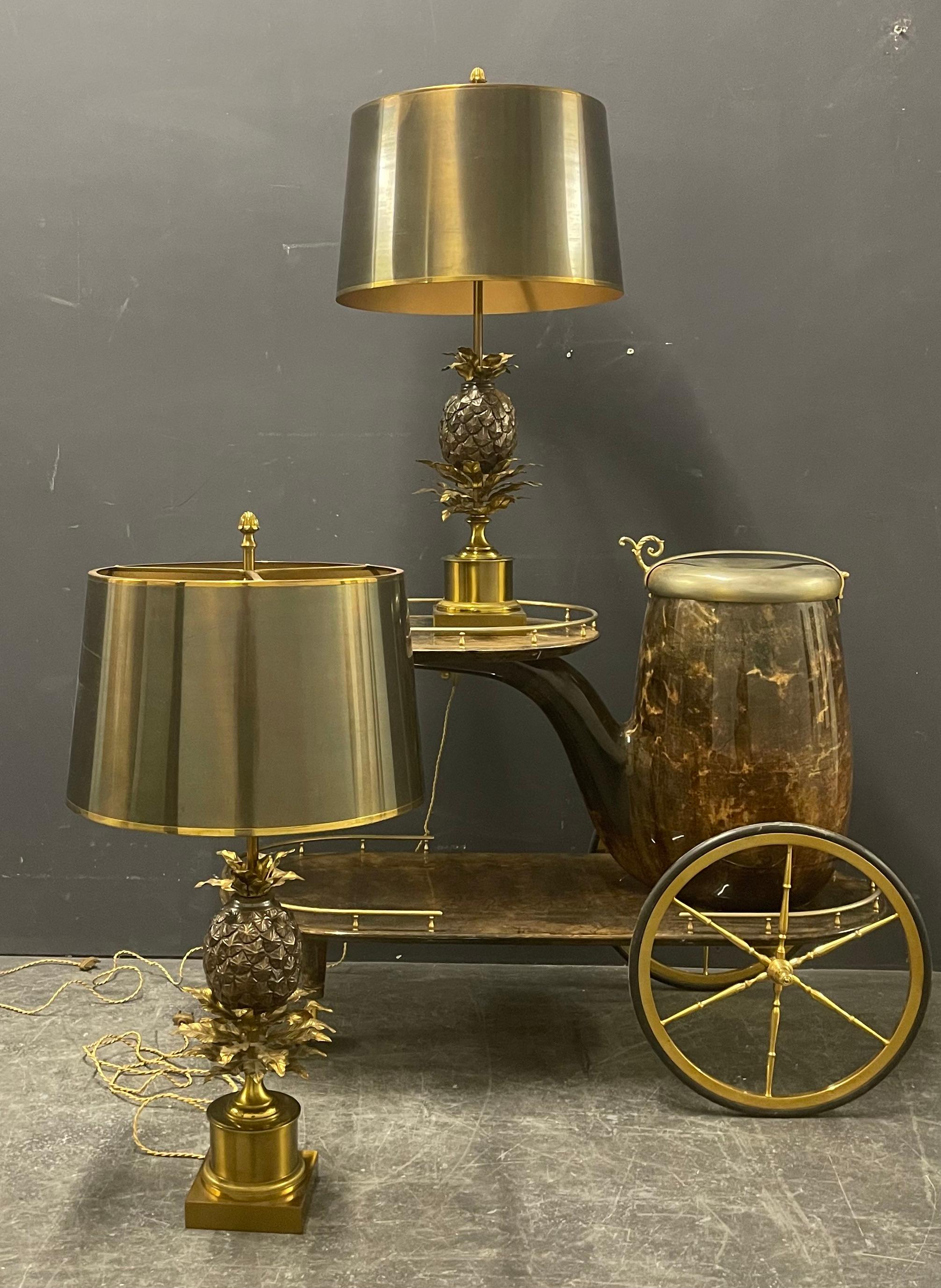 Brass Very Exclusive, Iconic and Awesome Pair of Maison Charles Pineapple Lamps For Sale
