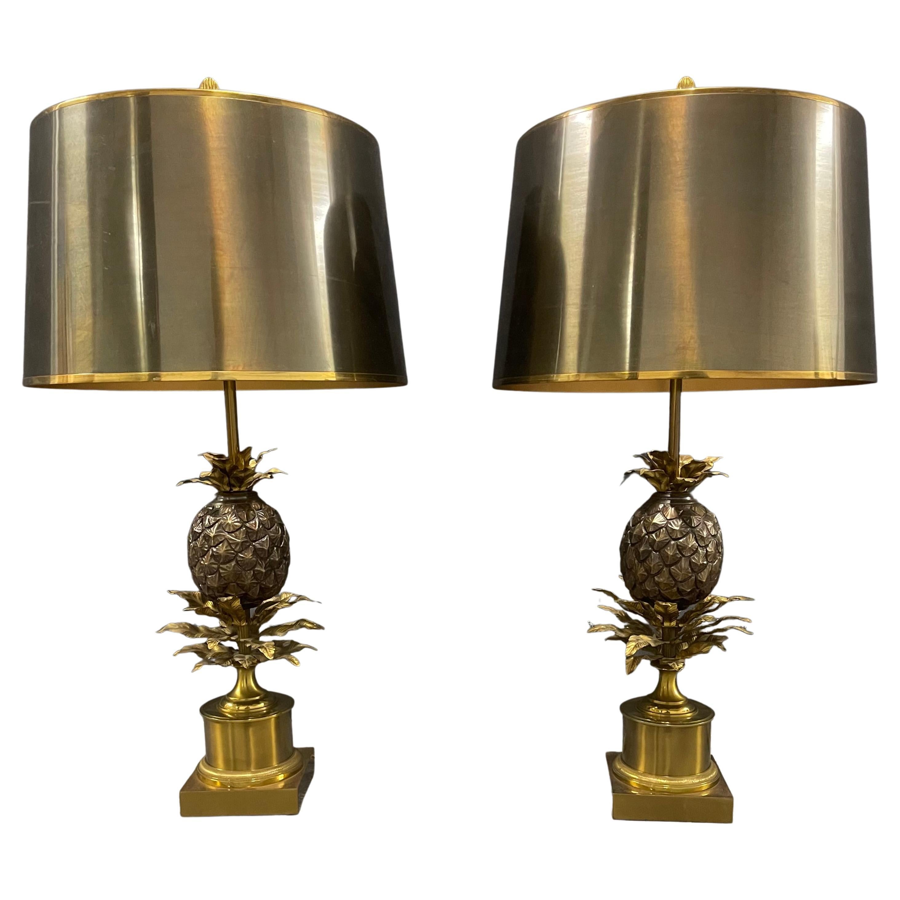 Very Exclusive, Iconic and Awesome Pair of Maison Charles Pineapple Lamps For Sale