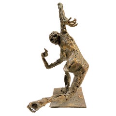 Very Expressive Brutalist Sculpture of Athletic Man Attributed to Pal Kepenyes