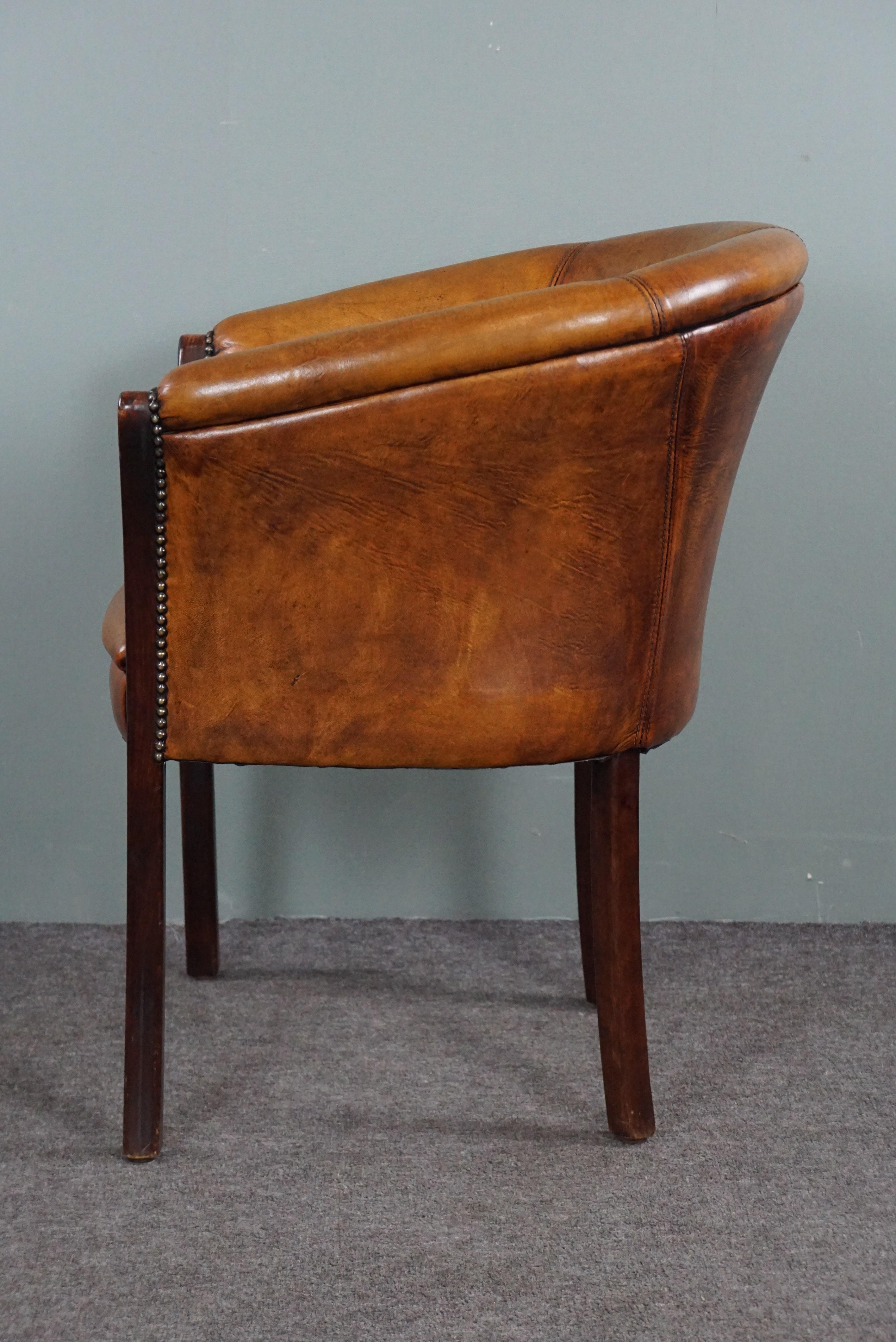 Contemporary Very expressive side chair/tubchair made of sheep leather For Sale